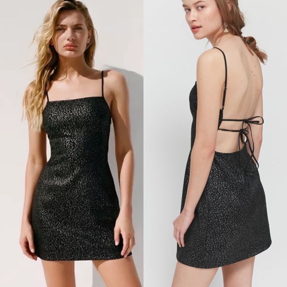Urban outfitters black textured strappy back mini dress